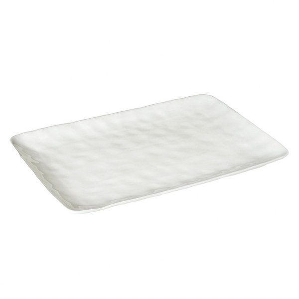 Πιατέλα Σερβιρίσματος Πορσελάνης Λευκή Σφυρήλατη 39x26,